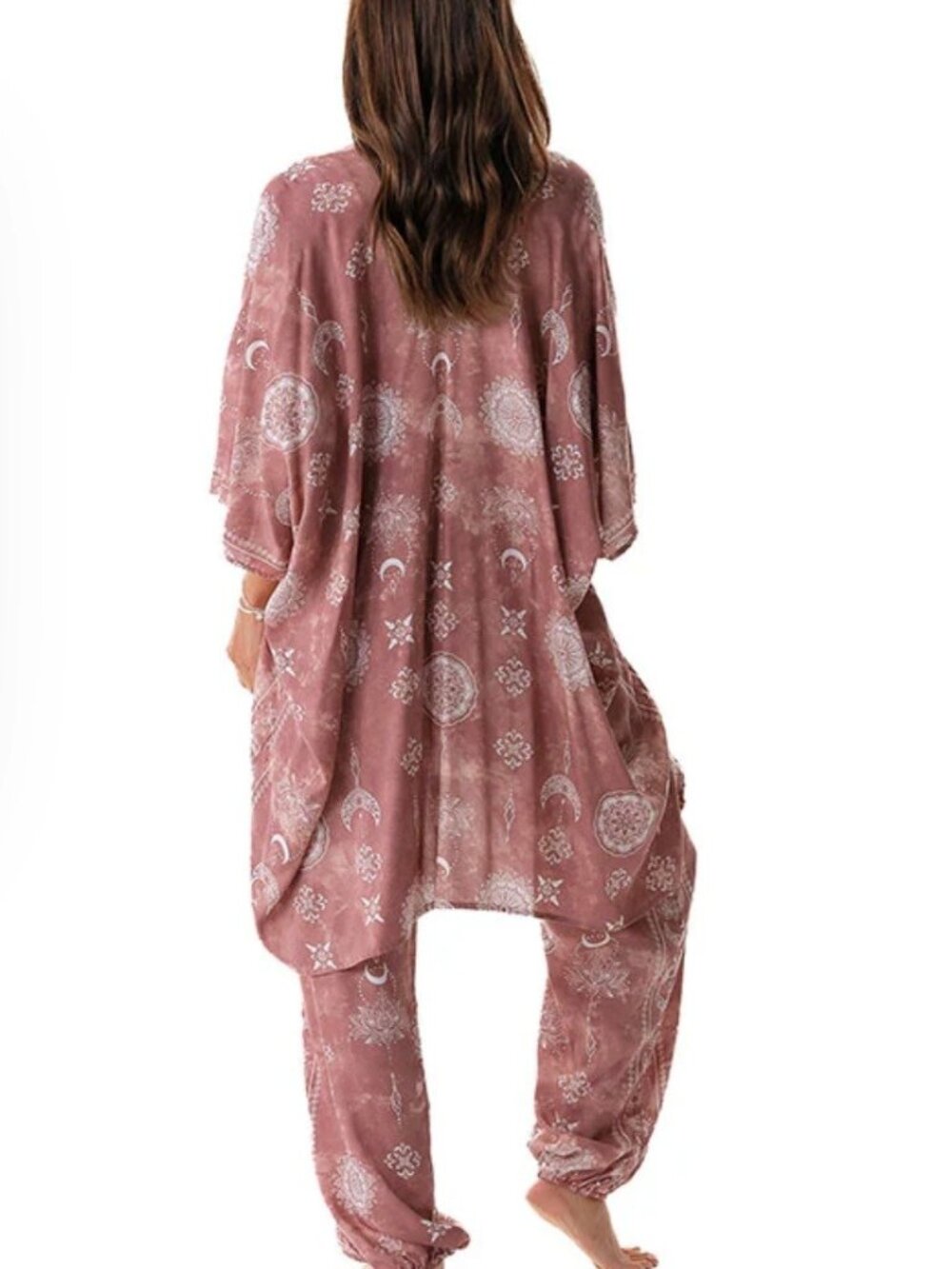 NWOT Lotus and Luna Dusty Rose |Moon Lounge Set sz M - Picture 3 of 5